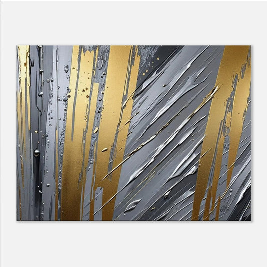 Metallic Medals - Abstract Panting - Visible Brush and Pallet Strokes -Silver and Gold Metallic